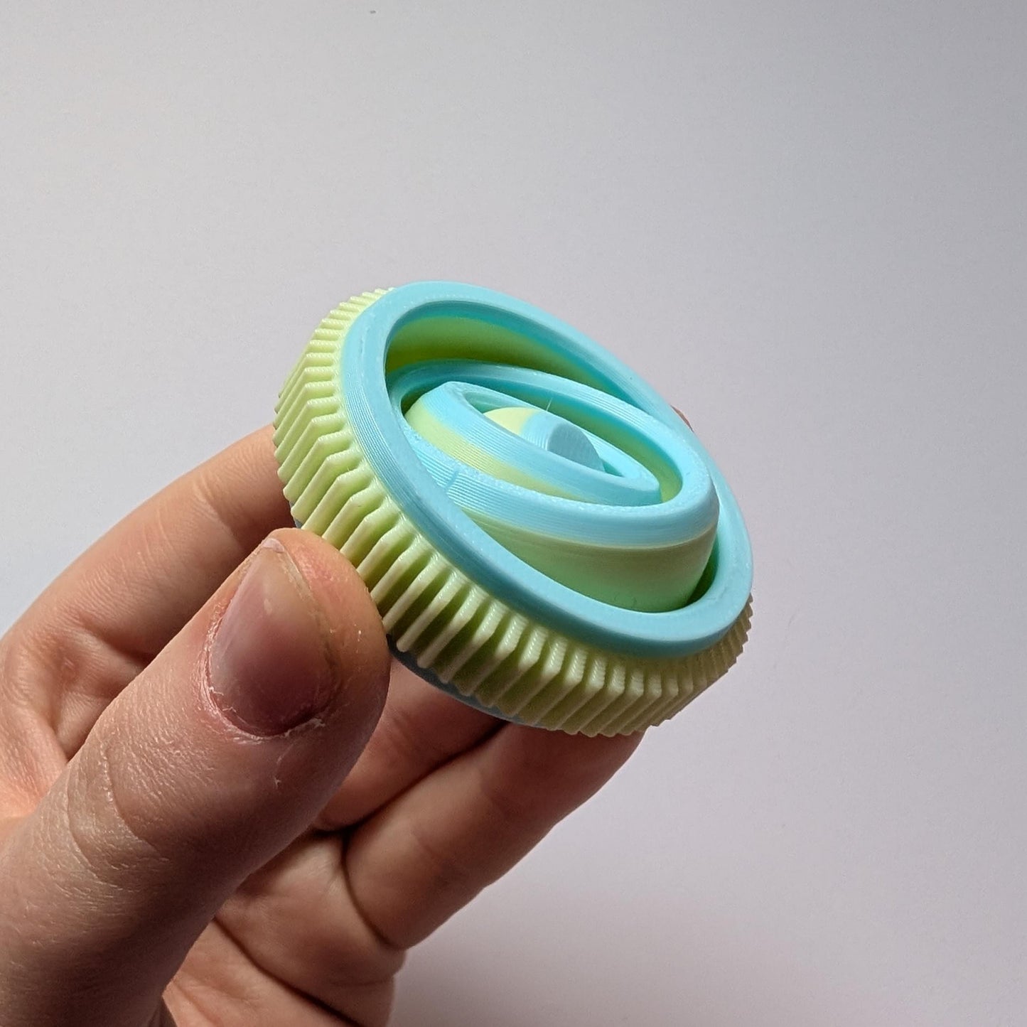Textured Sensory Gyro fidget spinner toy.