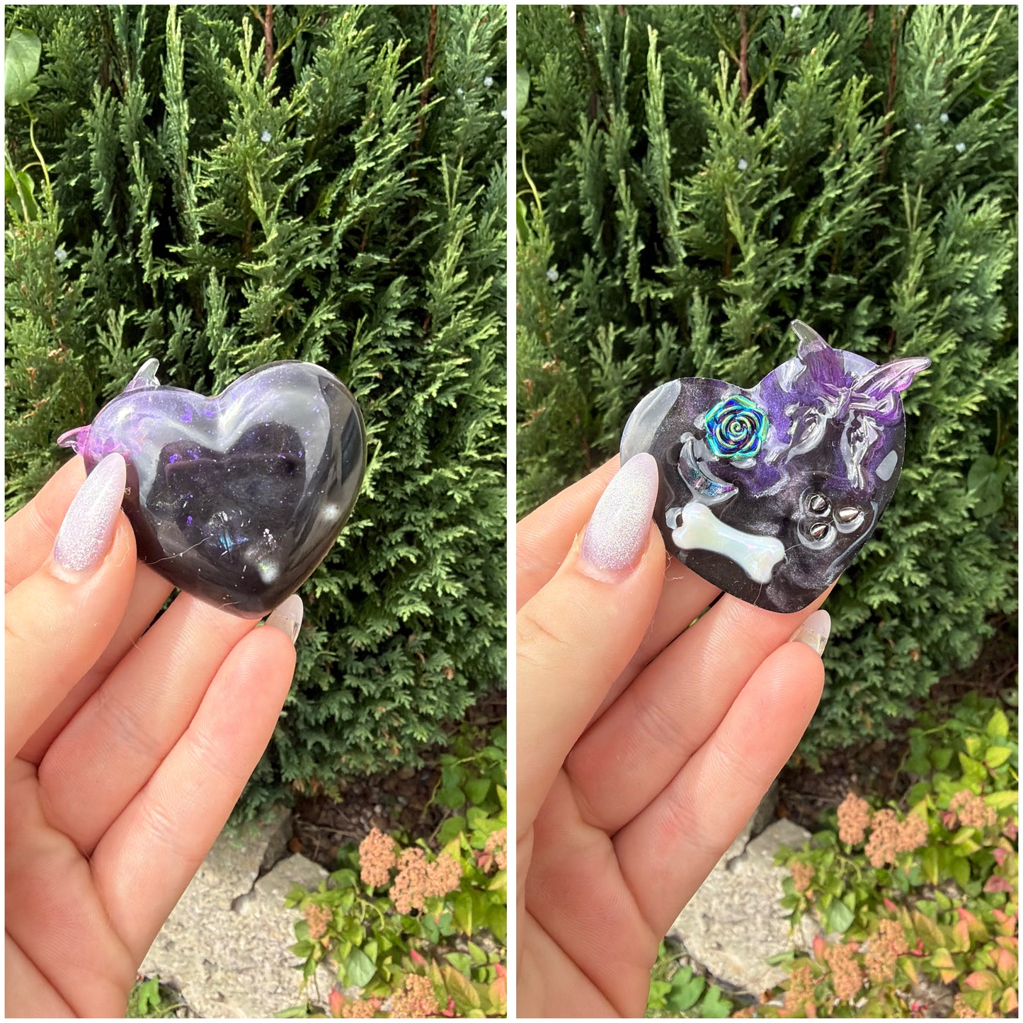 Worry stone black and purple pain stim