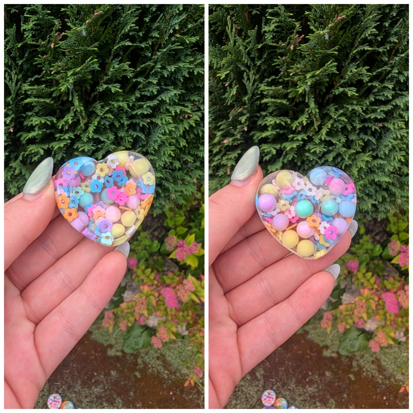 heart flower worry stone