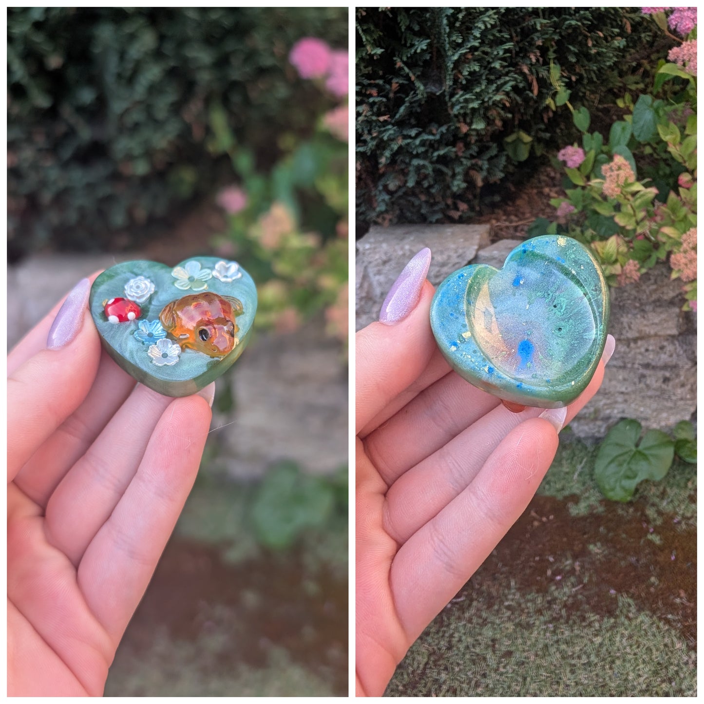 Heart frog worry stone