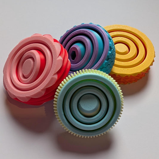 Textured Sensory Gyro fidget spinner toy.
