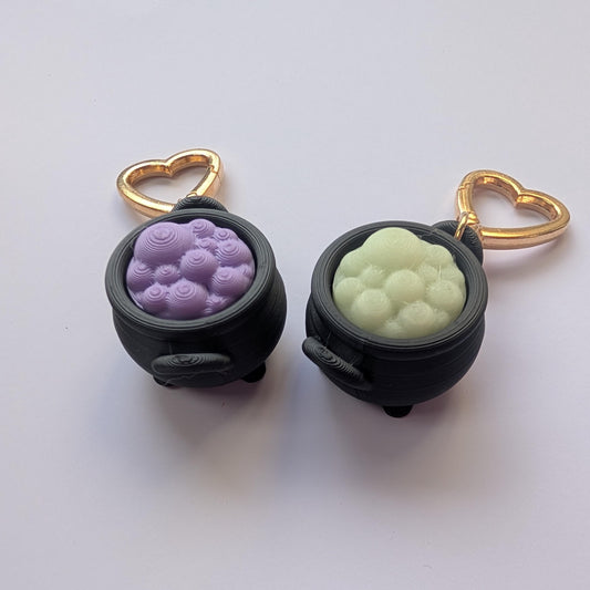 Cauldron glow in the dark fidget clicker keyring witchy gift