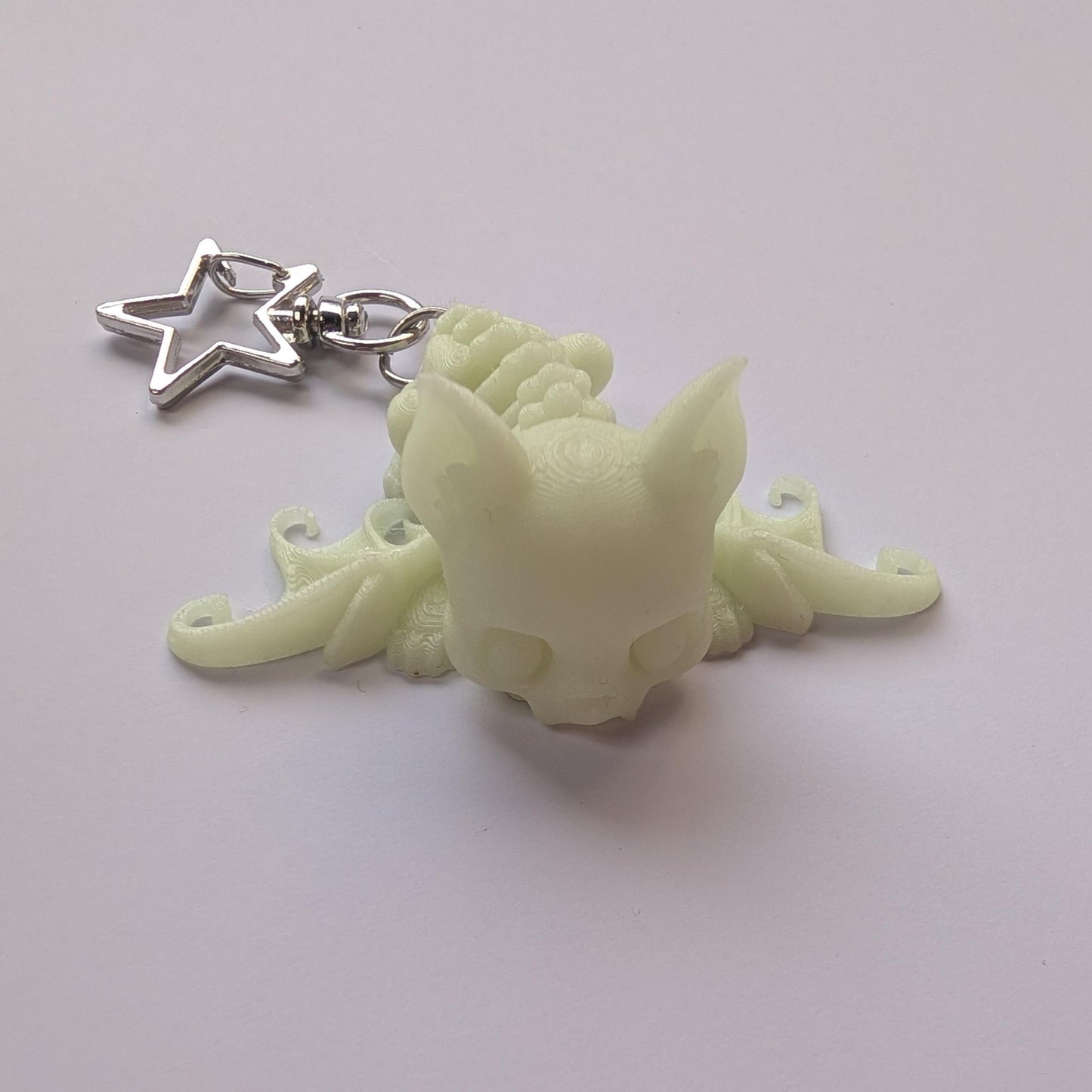 Glow in the dark bat mini keyring, worry stone pocket pet.