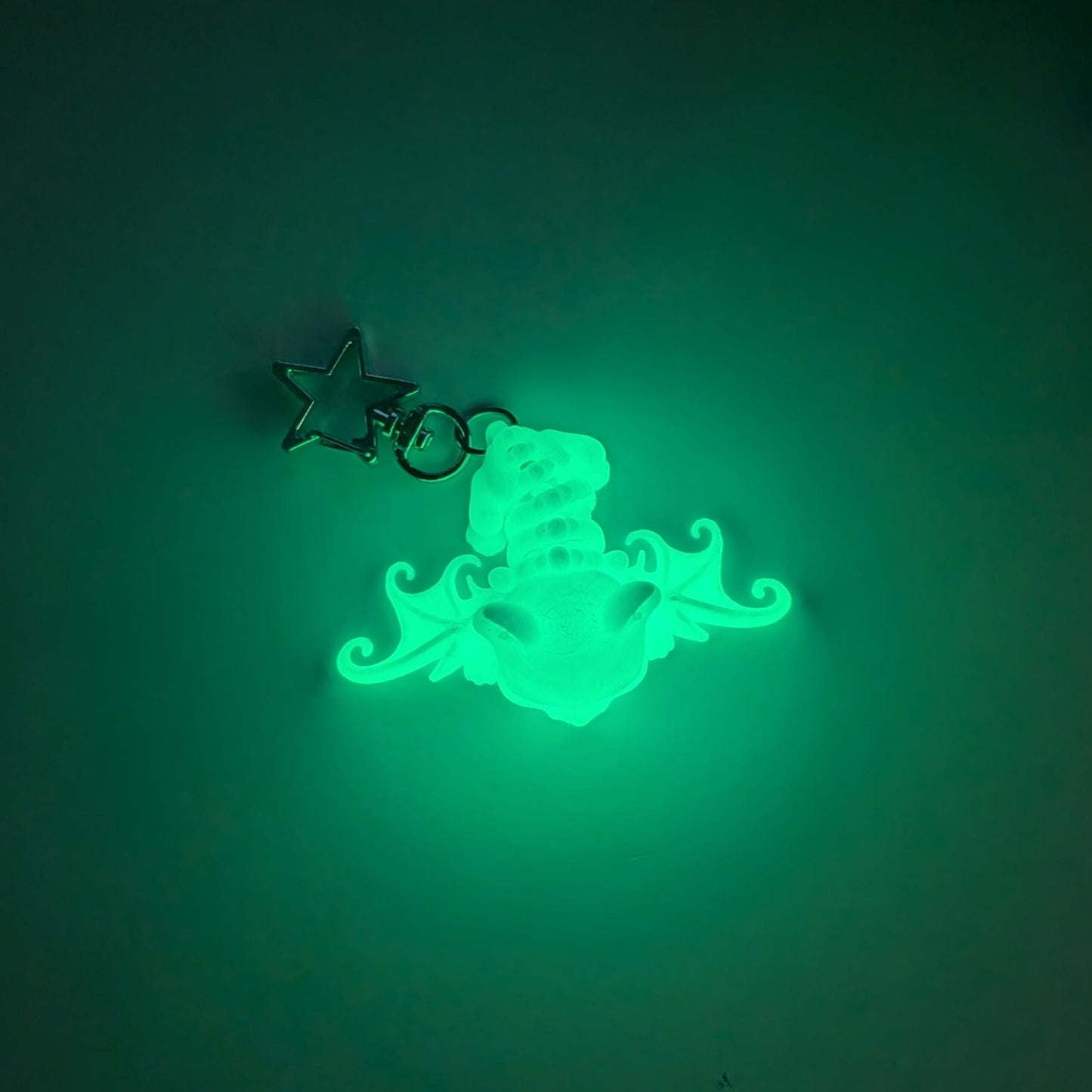 Glow in the dark bat mini keyring, worry stone pocket pet.