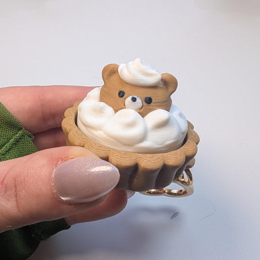 Cute bear tart desert keyring fidget clicker! Kawaii bear gift